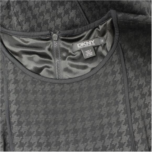 Sz14 DKNY Houndstooth Ponte Stretch Sheath KneeLength Slimming ShortSleeve - Picture 5 of 12
